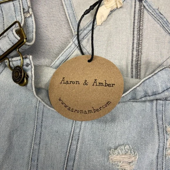 NWT Aaron & Amber Overalls Womens XL Blue Denim Flared Leg Adjustable Straps - Picture 7 of 10